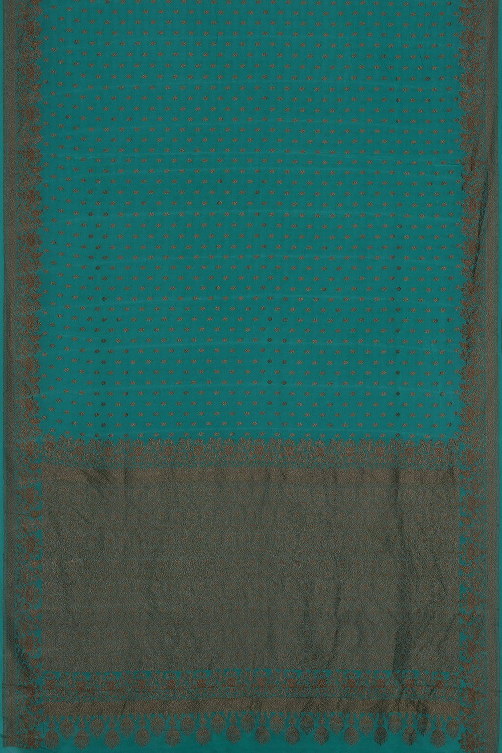 Image of Banarasi Crepe Silk Sea Green Saree